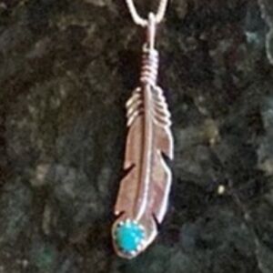 Native American turquoise and Sterling silver feather necklace🌺NWTs